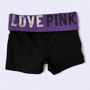 Victoria’s Secret PINK Y2K Purple Foldover Rhinestone Micro Yoga Shorts - Sz XS